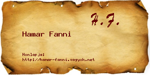 Hamar Fanni névjegykártya